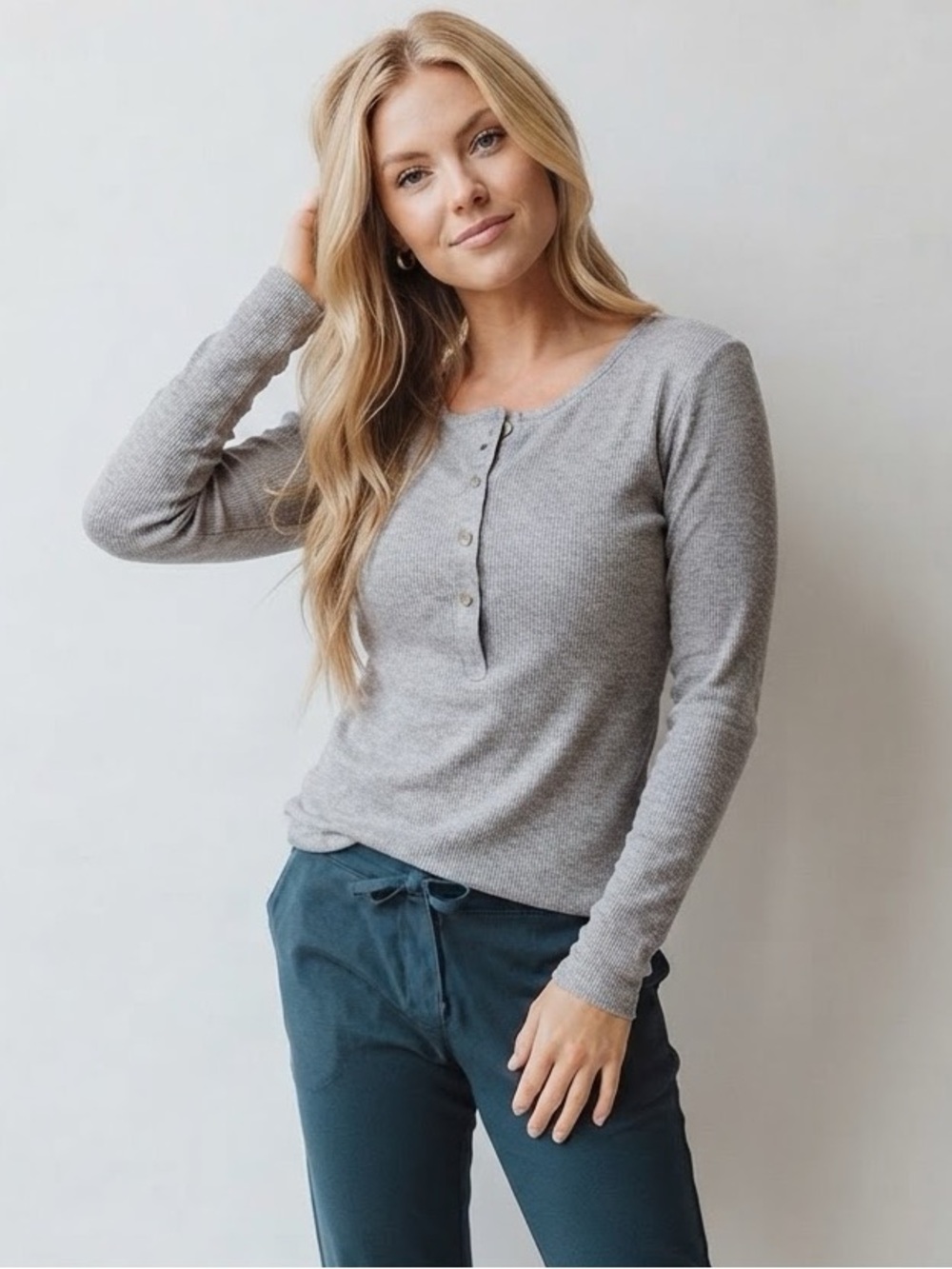 Albion Fit Micro-stripe Grey & White Henley